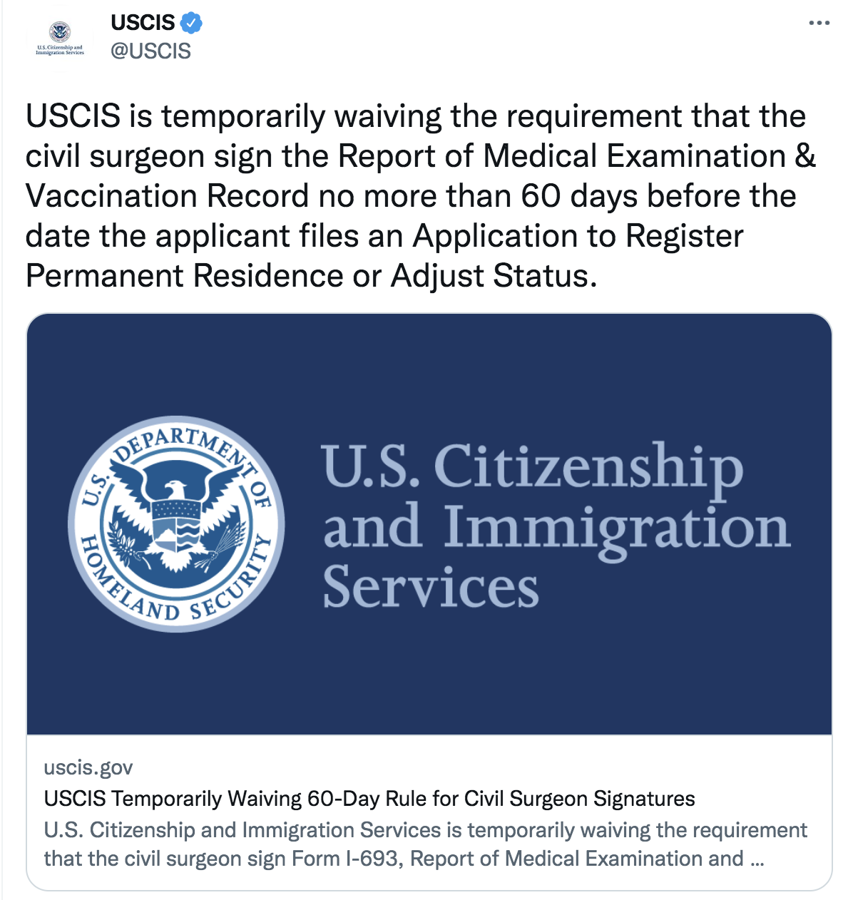 USCIS Waives 60 Day Medical Exam Rule Godoy Law Office Immigration