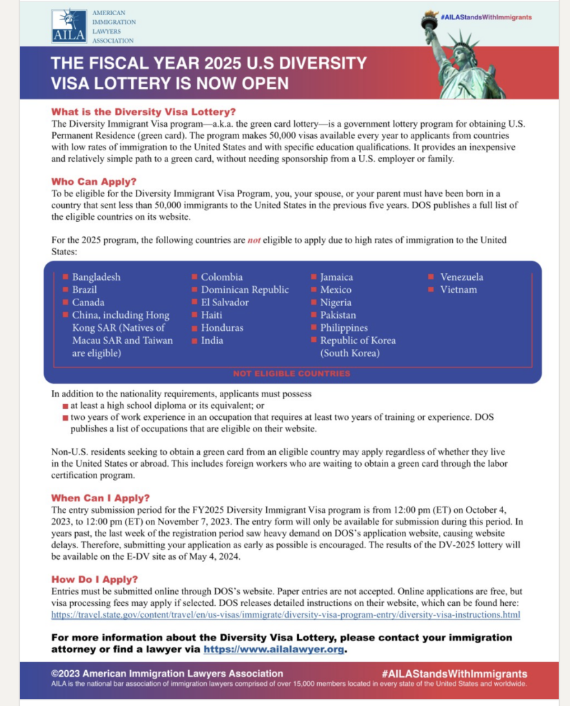 AILA Diversity Visa Lottery Flyer